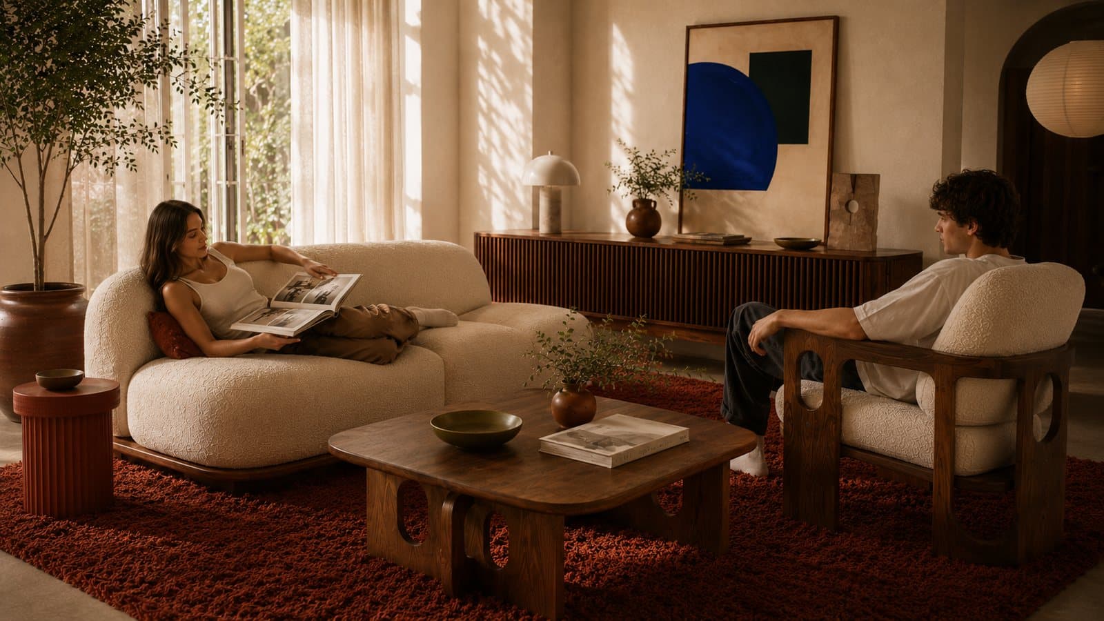 An afternoon on the Duna sofa in a lived-in living room